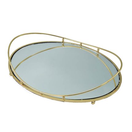 Δίσκος με Καθρέπτη Οβάλ σε Χρυσή Απόχρωση (40x30εκ) | D023/921504 Kaliso