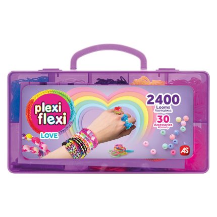 AS Plexi Flexi Love Θήκη Με 2400 Λαστιχάκια & 30 Αξεσουάρ Μωβ 5+ - As Company