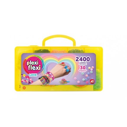 AS Plexi Flexi Love Θήκη Με 2400 Λαστιχάκια & 30 Αξεσουάρ Κίτρινο 5+ - As Company