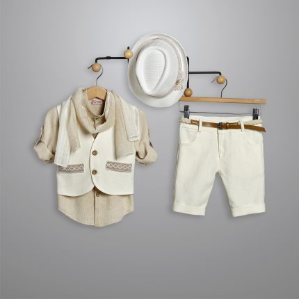 Βαπτιστικό Κοστουμάκι για Αγόρι Εκρού-Μπεζ 3009-1, New Life