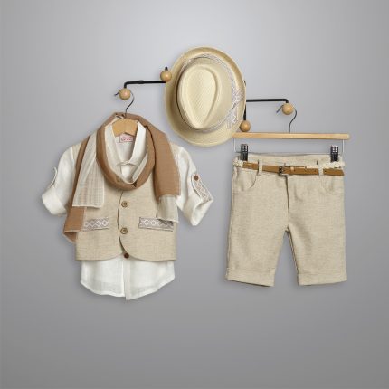 Βαπτιστικό Κοστουμάκι για Αγόρι Μπεζ 3009-2, New Life