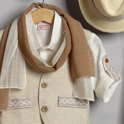 Βαπτιστικό Κοστουμάκι για Αγόρι Μπεζ 3009-2, New Life