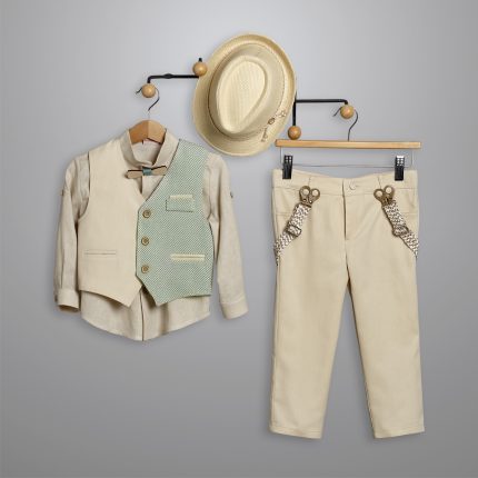 Βαπτιστικό Κοστουμάκι για Αγόρι Εκρού-Βεραμάν 3011-1, New Life