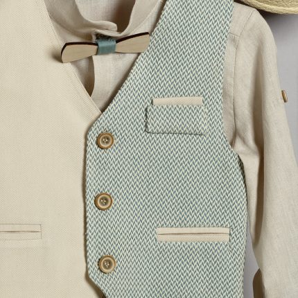 Βαπτιστικό Κοστουμάκι για Αγόρι Εκρού-Βεραμάν 3011-1, New Life