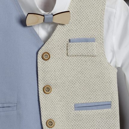 Βαπτιστικό Κοστουμάκι για Αγόρι Σιέλ-Μπεζ 3011-3, New Life