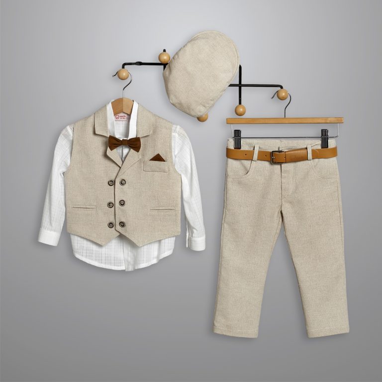 Βαπτιστικό Κοστουμάκι για Αγόρι Μπεζ-Λευκό 3013-1, New Life