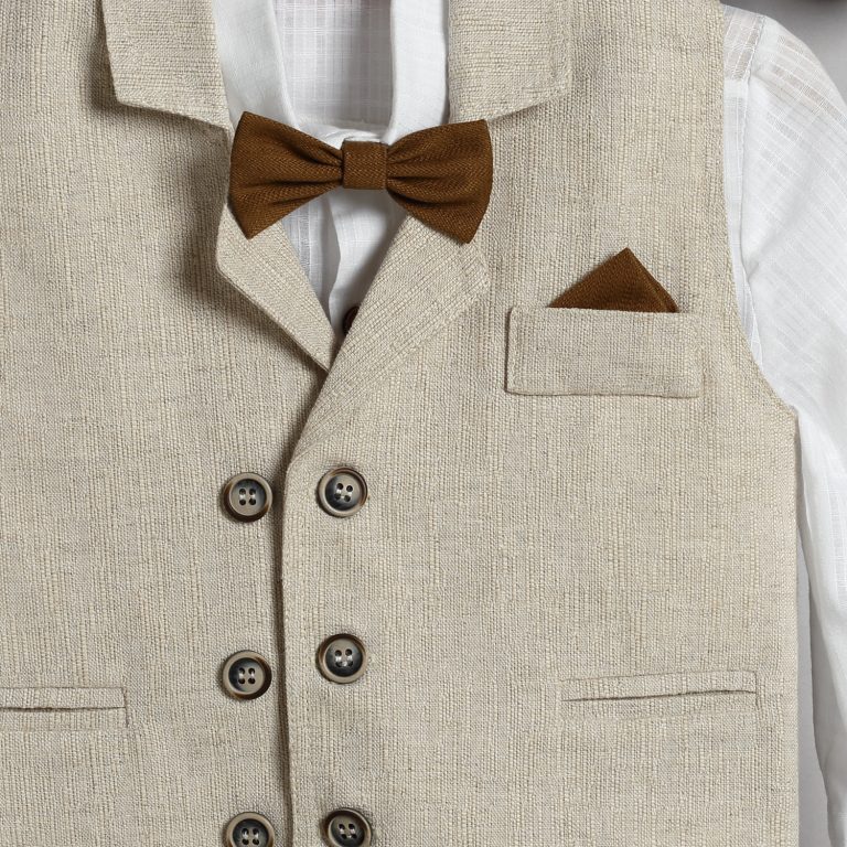 Βαπτιστικό Κοστουμάκι για Αγόρι Μπεζ-Λευκό 3013-1, New Life