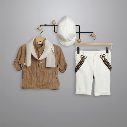 Βαπτιστικό Κοστουμάκι για Αγόρι Εκρού-Μπεζ 3017-1, New Life
