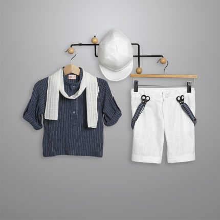 Βαπτιστικό Κοστουμάκι για Αγόρι Λευκό-Μπλε 3017-2, New Life