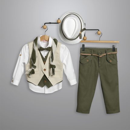 Βαπτιστικό Κοστουμάκι για Αγόρι Λαδί-Εκρού 3019-2, New Life