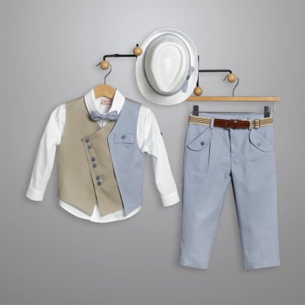Βαπτιστικό Κοστουμάκι για Αγόρι Σιέλ-Μπεζ 3021-1, New Life