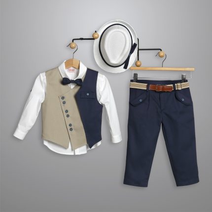 Βαπτιστικό Κοστουμάκι για Αγόρι Μπλε-Μπεζ 3021-2, New Life
