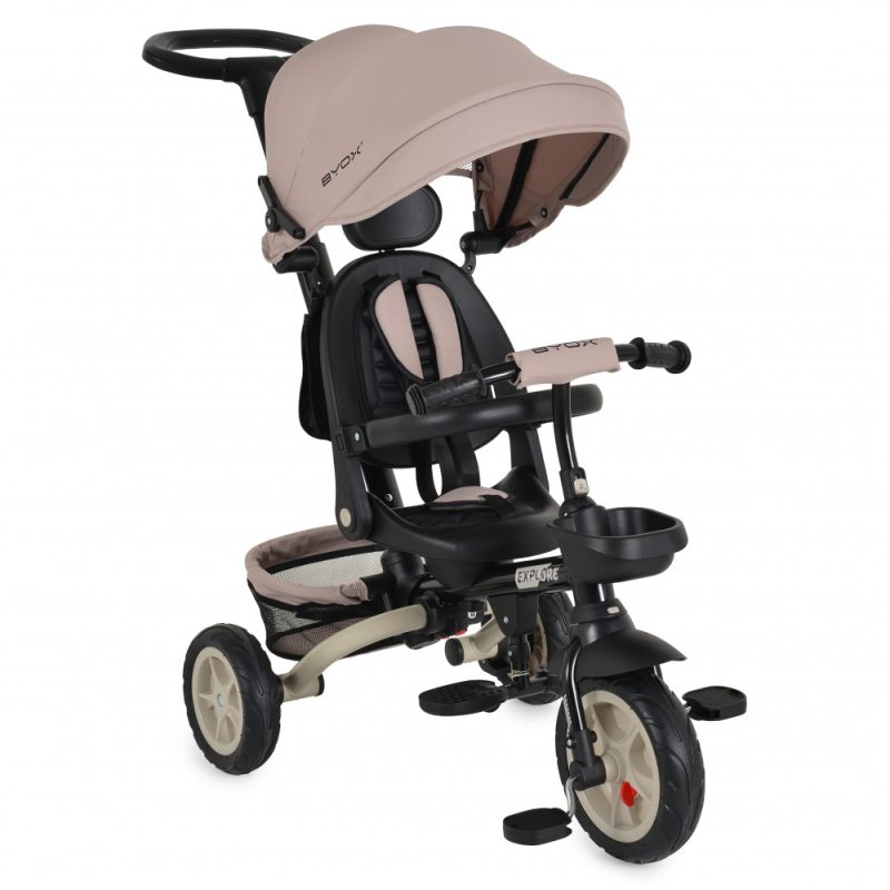 Τρίκυκλο Ποδήλατο Explore Πτυσσόμενο με Χειρολαβή Γονέα Beige 3800146231989 - Byox
