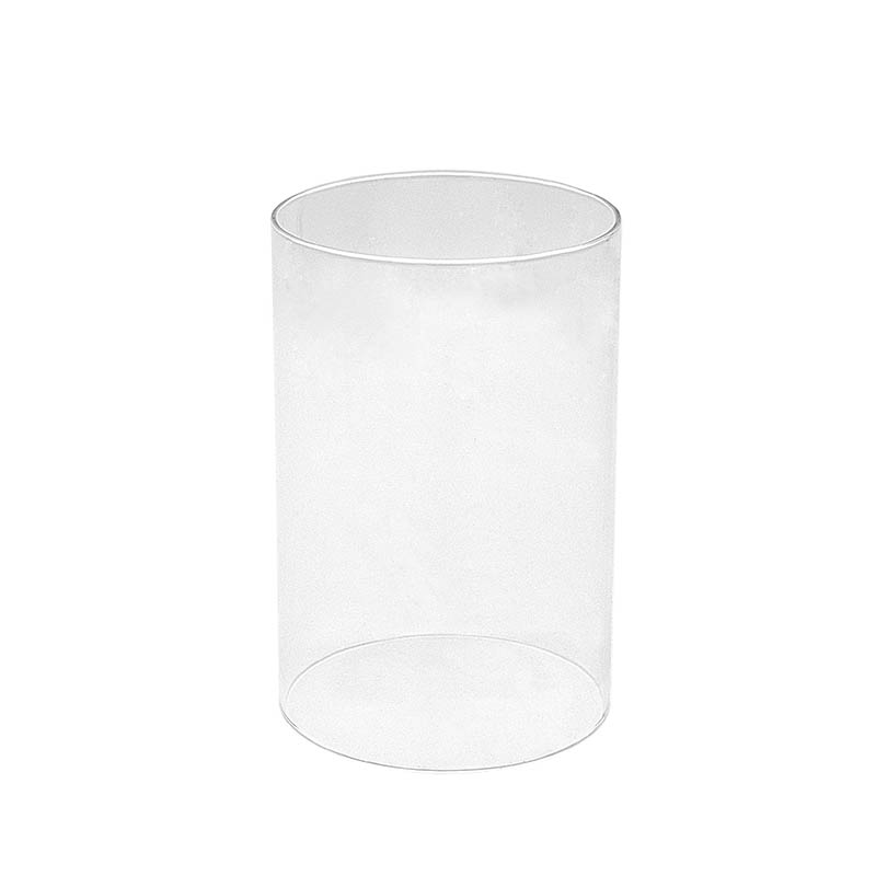 SERV1 Clear empty glass tumbler standing upright on a white background.