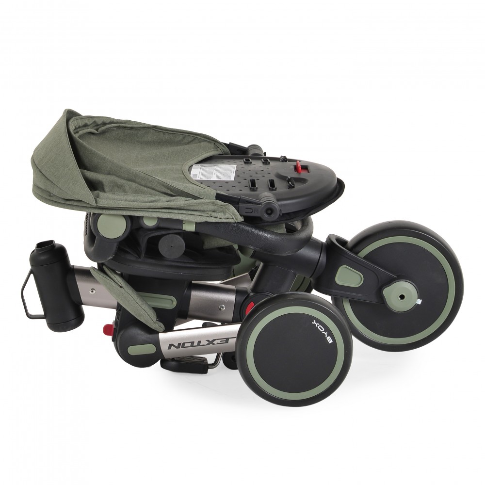 7462316-1000x1000 Folded jogging stroller with large wheels in olive-green and black, ready for storage or transport.