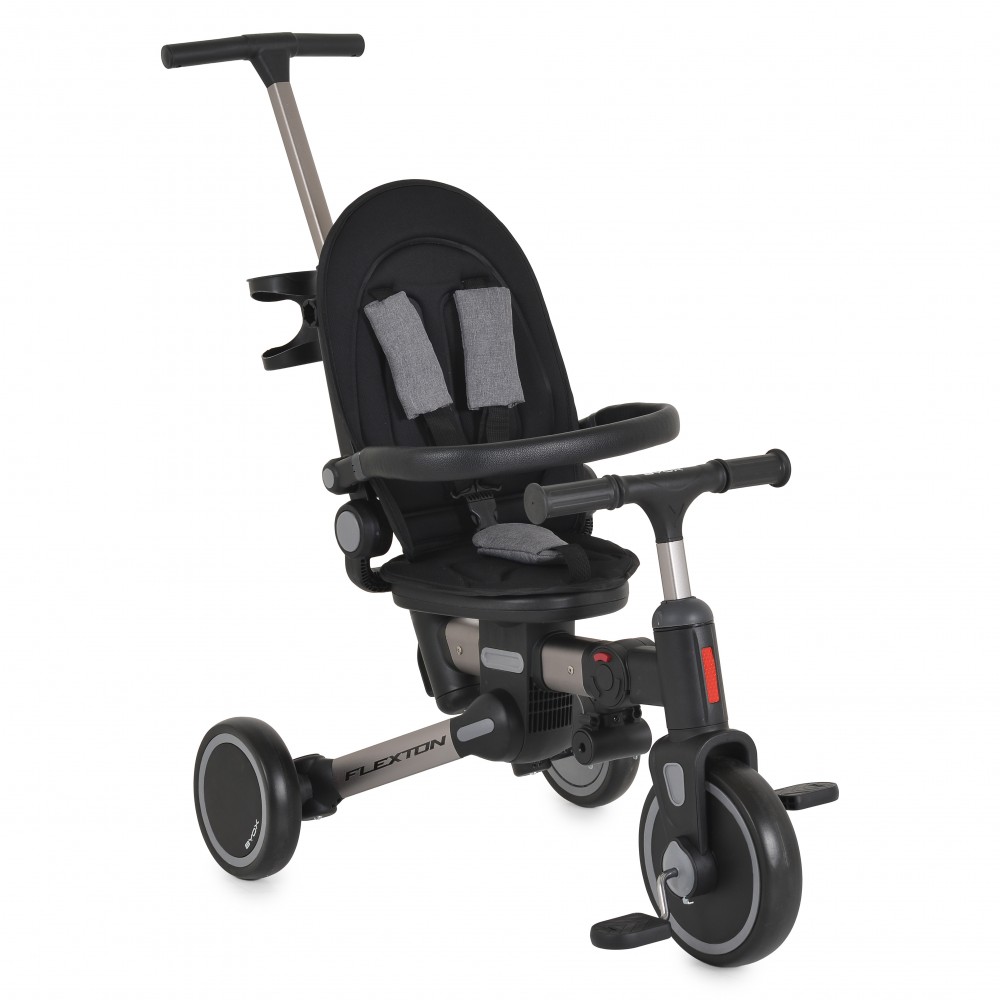 7462321-1000x1000 Adaptive baby/tricycle with a padded seat, safety harness, and rear-facing support for walking aid or mobility assistive device, black and gray