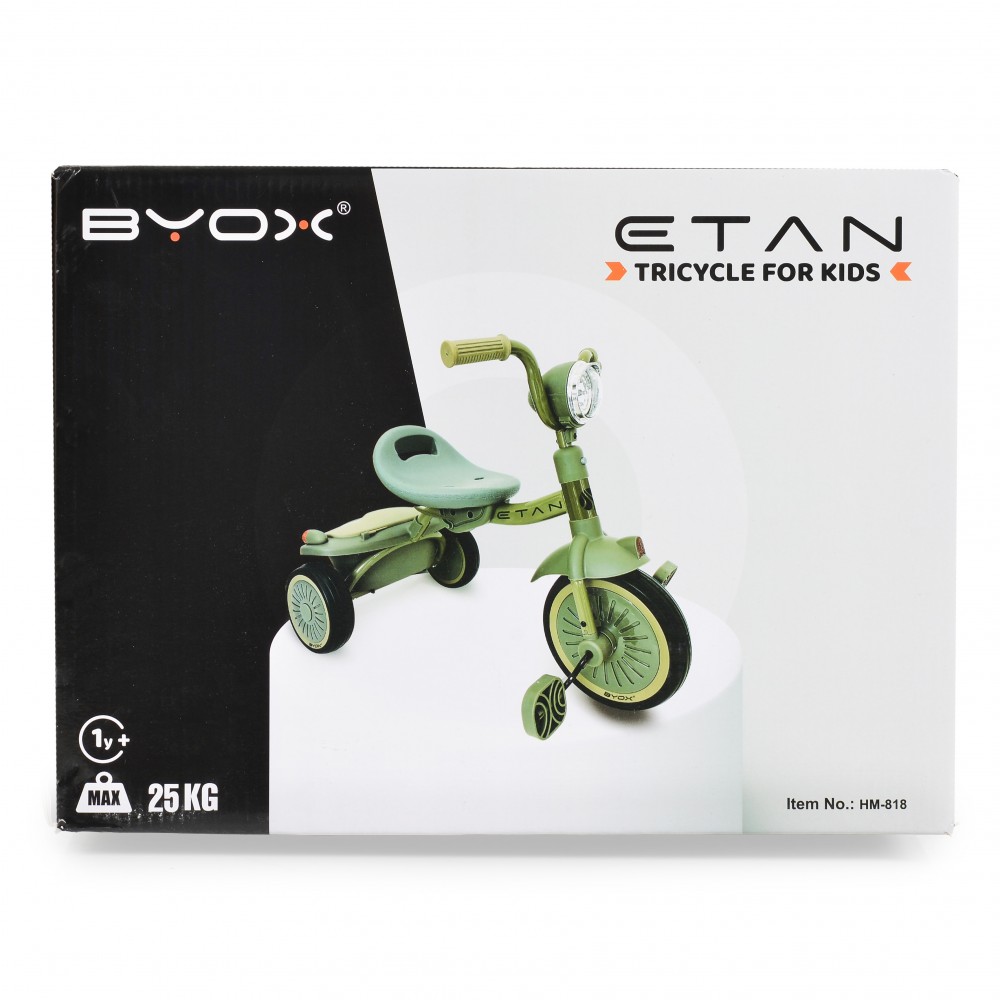 7462821-1000x1000 Boxed toy tricycle for kids in green colors, labeled ETAN Tricycle for Kids, 25 kg max.