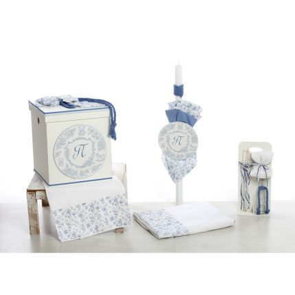 Σετ Βάπτισης για Αγόρι με θέμα "Blue Monogram Heritage" ΣΚΒ-2616, Bellissimo