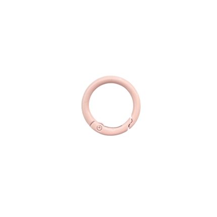 Pink circular hoop earring with a small clasp closure.