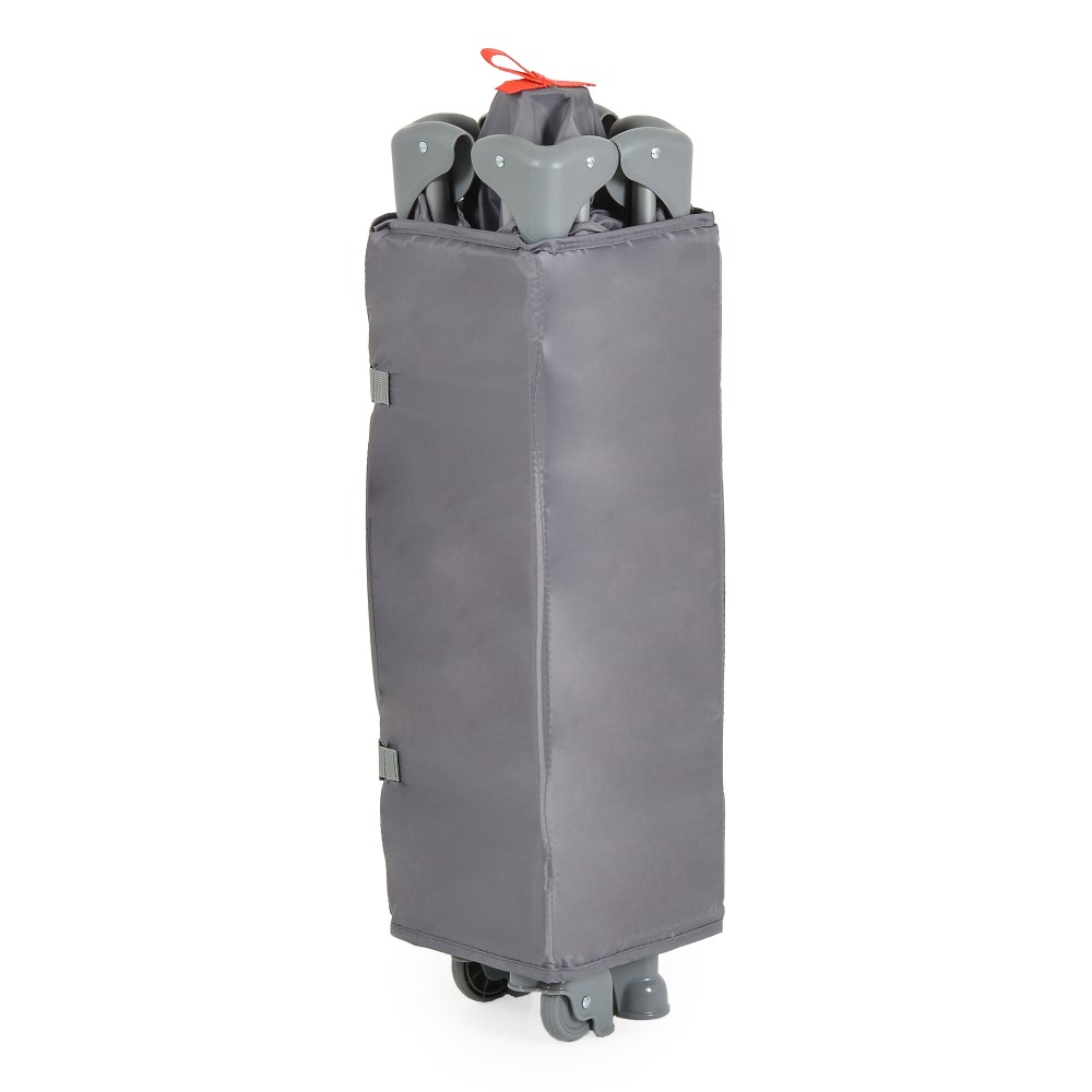 7462904-1000x1000 | La Vie en Rose Gray fabric-covered rolling trolley standing upright with wheels at the base