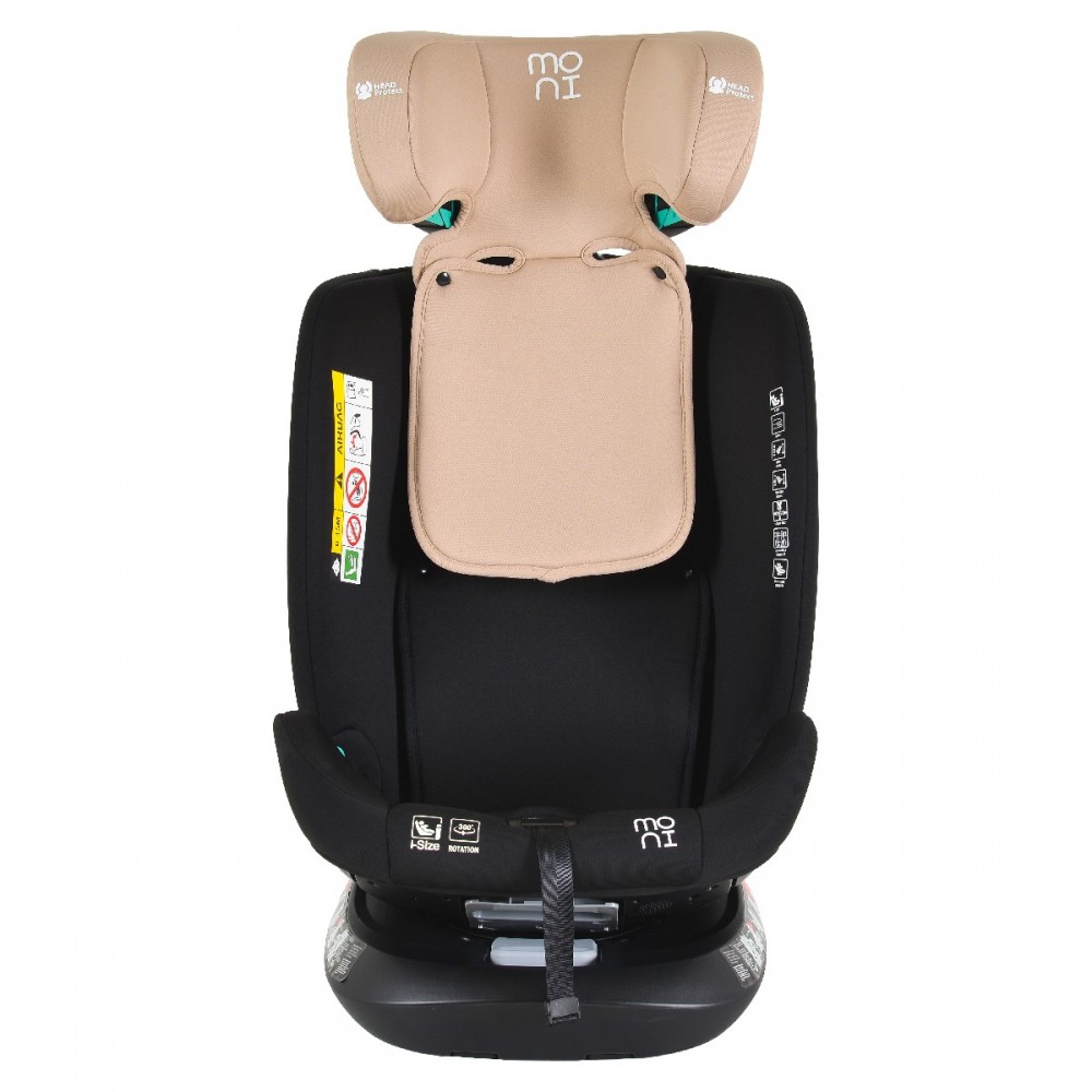 7463592-1000x1000 | La Vie en Rose Child car seat in black with beige headrest and padding, shown from the front.