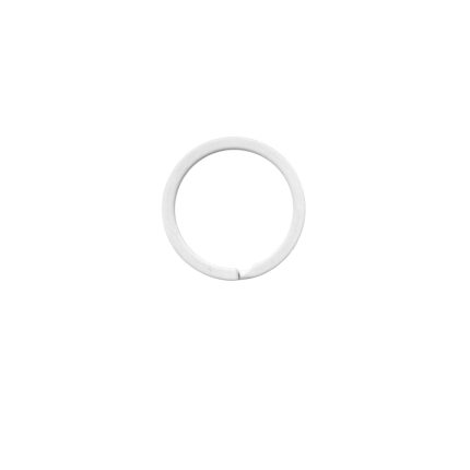 White circular ring with a small seam at the bottom on a white background.