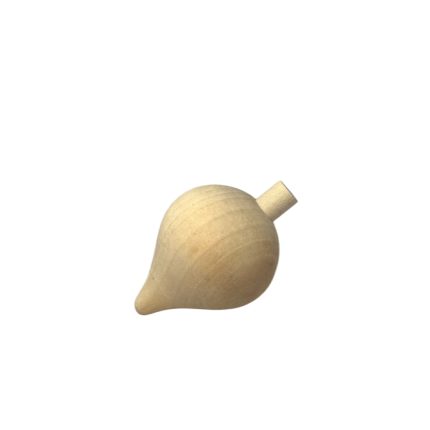 Wooden teardrop-shaped bead with a short cylindrical peg attached