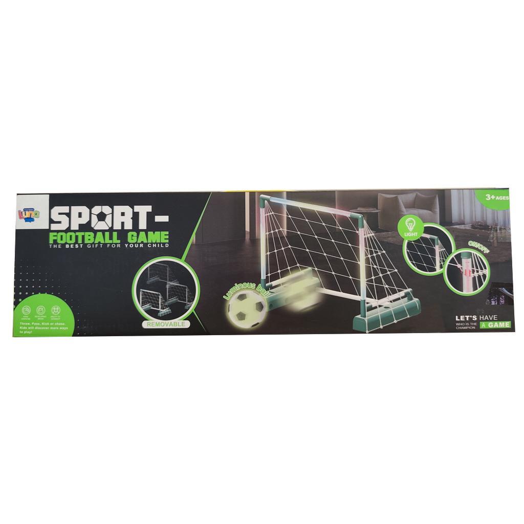 c5c0dfb5efc247ea8fa6a82d691c98c8 | La Vie en Rose Box for a sport football game toy featuring a small goal and neon green accents on a dark background.