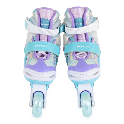 Byox Παιδικά Ρυθμιζόμενα Πατίνια Roller Inline Skates Rolox Violet με Φωτιζόμενο Τροχό