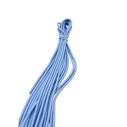 Blue braided cord bundle tied in a loop at the top with strands hanging down