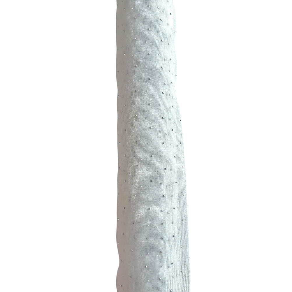 2636B83C-2FDE-74CF-B0F9-019D2ECCAA23_11 | La Vie en Rose Light gray fabric with small silver beads or rhinestones scattered across the surface.