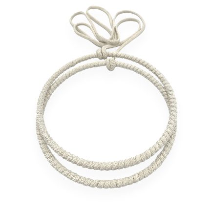 Beige braided rope circle with a decorative knot and bow at the top