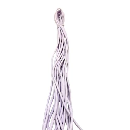 Tangled lavender cables looped at the top, forming a long bundle.
