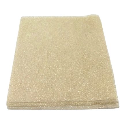 Glittery gold fabric swatch folded into a neat stack
