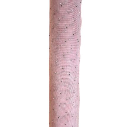 Pink fabric roll with scattered silver sequins, shown vertically.