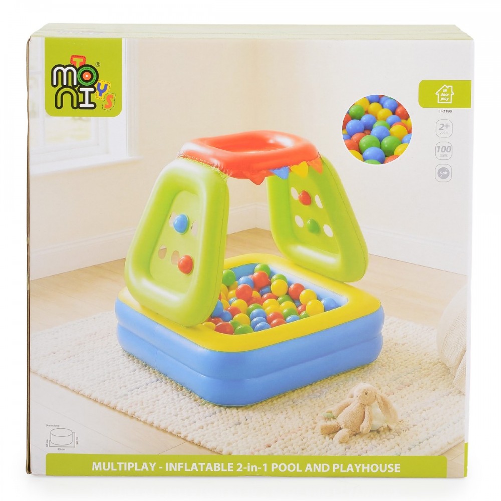 Moni Toys Φουσκωτή Πισίνα με 100 Χρωματιστές Μπάλες 3801005603077 24m+ Moni Toys Φουσκωτή Πισίνα με 100 Χρωματιστές Μπάλες 3801005603077 24m+