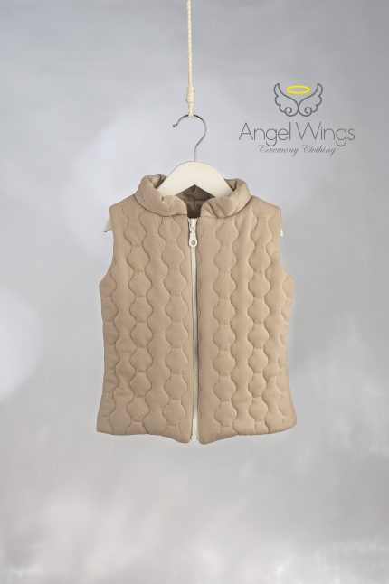 Βαπτιστικό Αμάνικο Μπουφάν Awb327 Puffer Vest Μπεζ | Angel Wings
