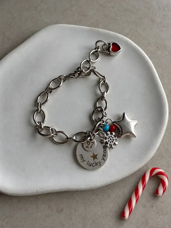 Ασημί Γούρι με Ατσάλινη Αλυσίδα 21cm | My Lucky Year Charm Starmade Ασημί Γούρι με Ατσάλινη Αλυσίδα 21cm | My Lucky Year Charm Starmade