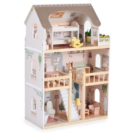 Moni Toys Ξύλινο Κουκλόσπιτο Lina 8208 4 Επιπέδων με Έπιπλα & Αξεσουάρ (59x30x90cm) 3801005603176 3+