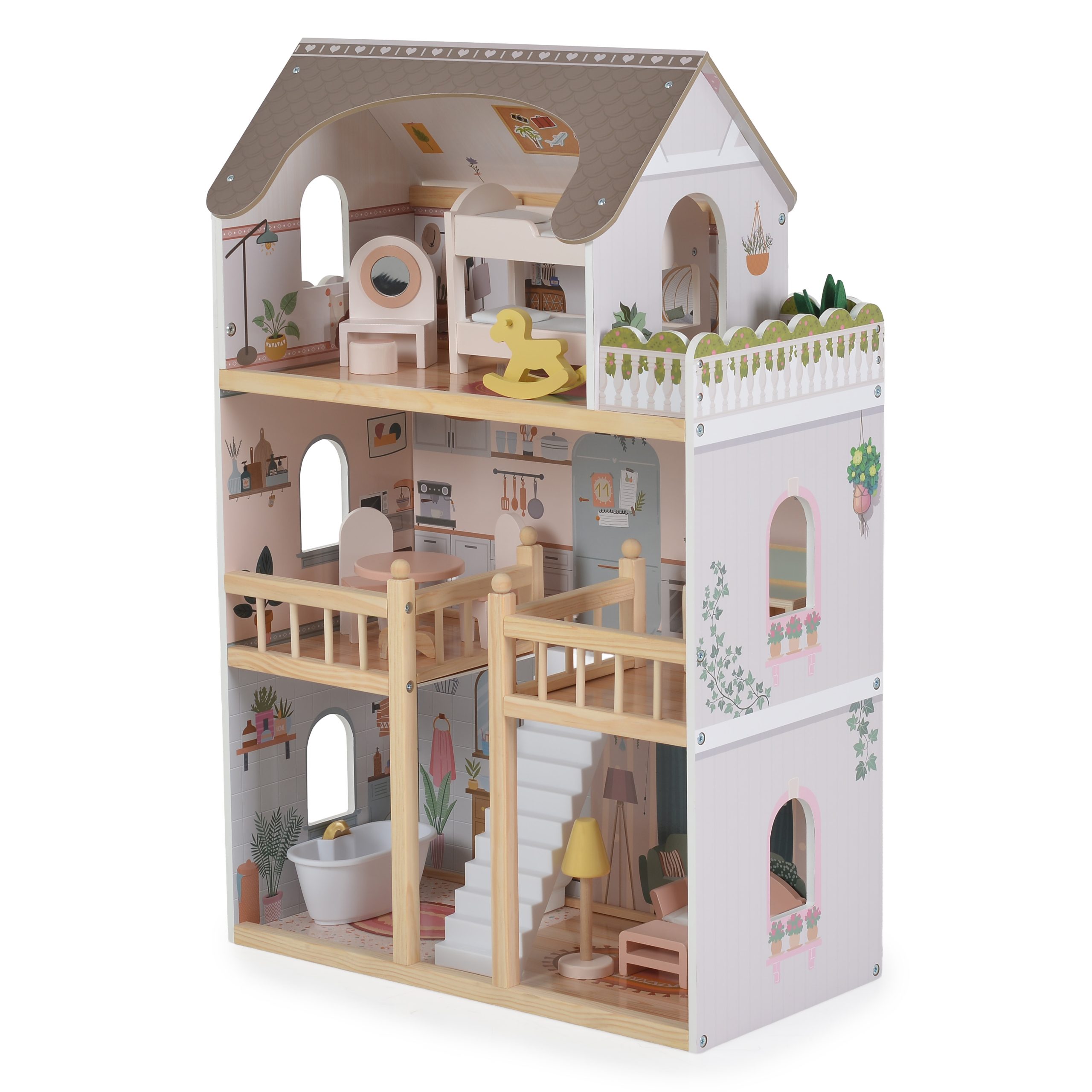 Moni Toys Ξύλινο Κουκλόσπιτο Lina 8208 4 Επιπέδων με Έπιπλα & Αξεσουάρ (59x30x90cm) 3801005603176 3+ Moni Toys Ξύλινο Κουκλόσπιτο Lina 8208 4 Επιπέδων με Έπιπλα & Αξεσουάρ (59x30x90cm) 3801005603176 3+