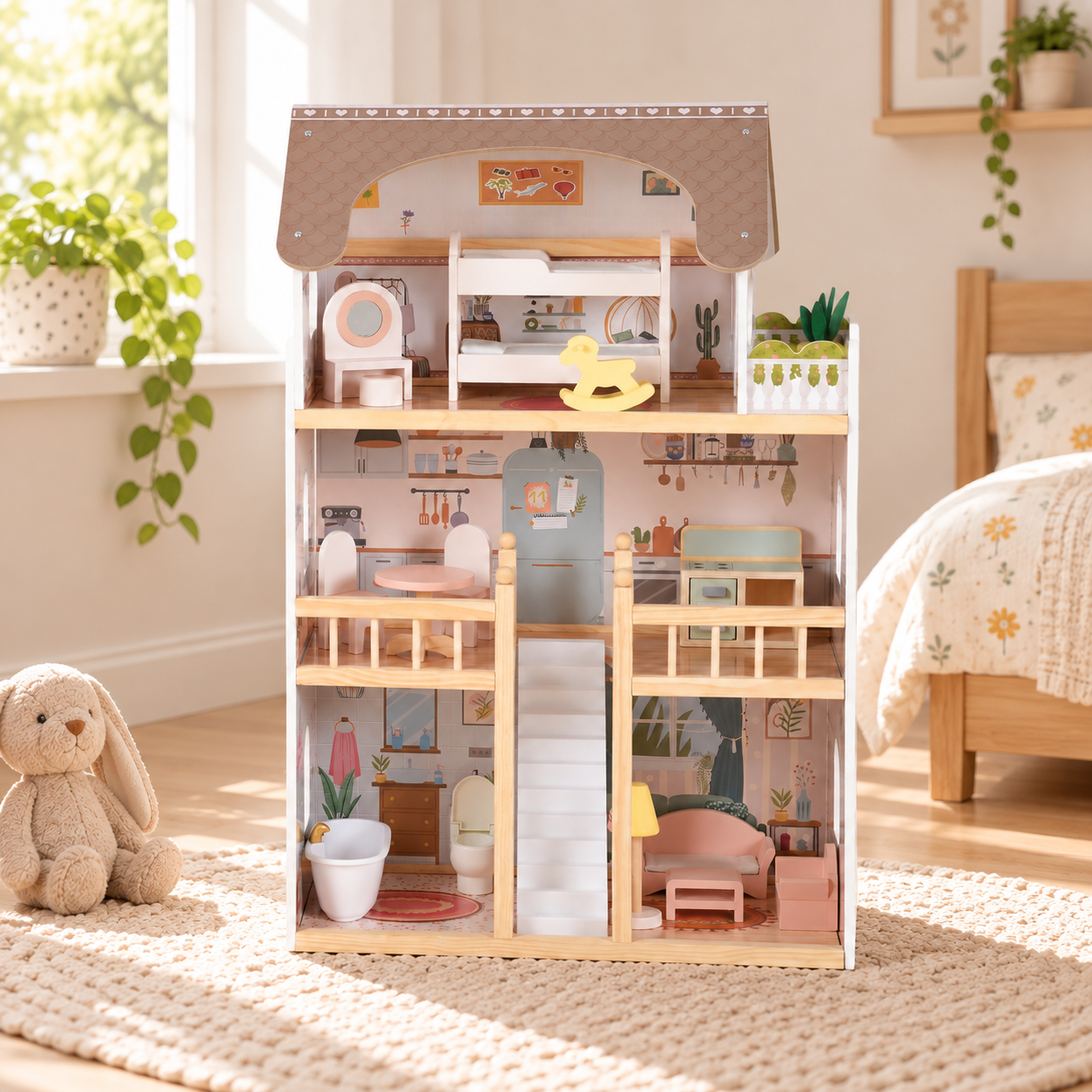 Moni Toys Ξύλινο Κουκλόσπιτο Lina 8208 4 Επιπέδων με Έπιπλα & Αξεσουάρ (59x30x90cm) 3801005603176 3+ Moni Toys Ξύλινο Κουκλόσπιτο Lina 8208 4 Επιπέδων με Έπιπλα & Αξεσουάρ (59x30x90cm) 3801005603176 3+